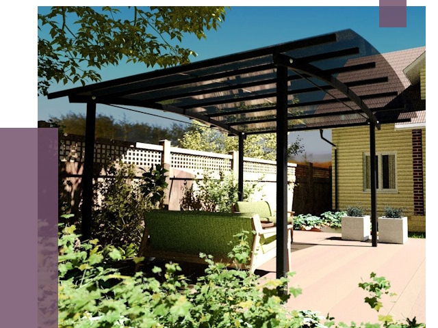 Навесы для террасы в Алексине от 14010 руб. под ключ | ПРОЛЁТ-Лкс