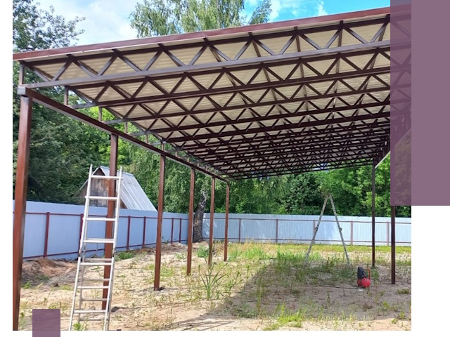 Односкатные навесы под ключ в Алексине — изготовление и монтаж