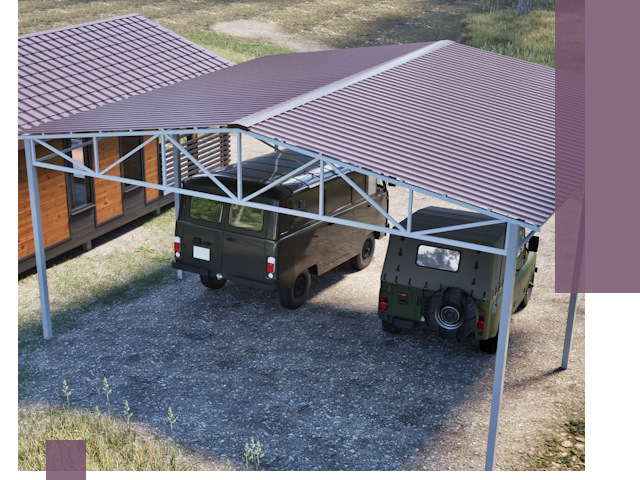 Двускатные навесы под ключ в Алексине — изготовление и монтаж